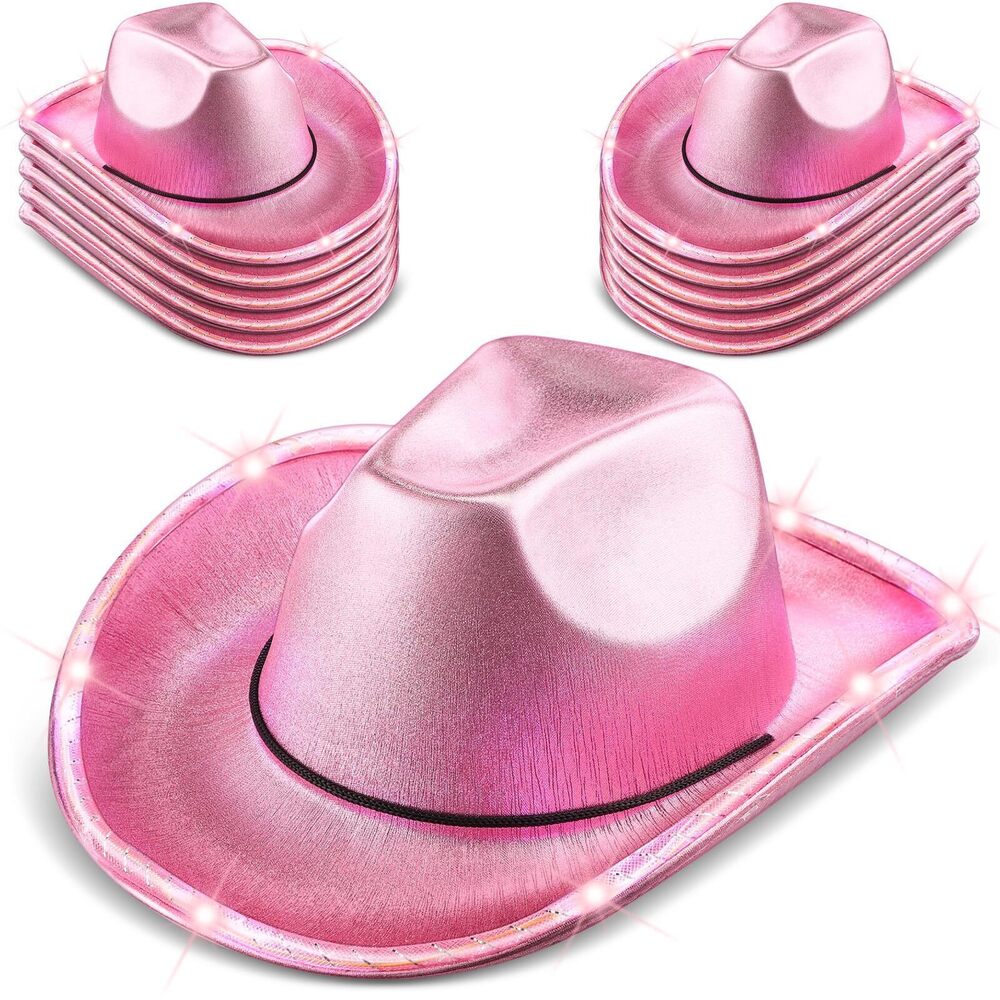 4697 10 Pcs Lights LED Cowboy Hat LED Flashing Hat for Western Cowboy Role